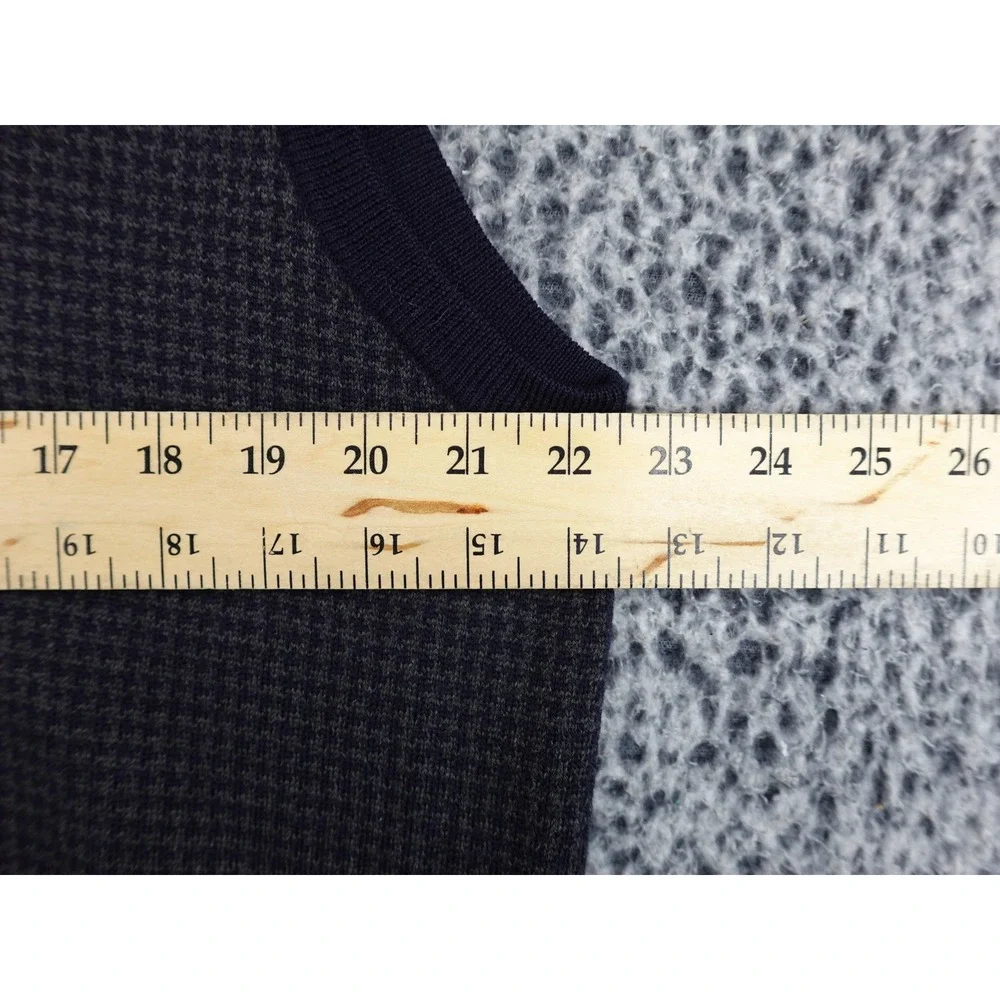 Brooks Brothers Sweater Vest Mens Large Blue Excellent Merino Wool Houndstooth